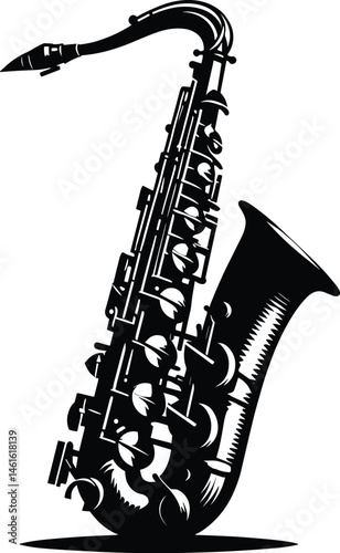 Saxophone Silhouette Vector Icon Illustration