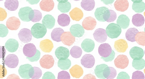 Pastel-colored circles in a repeating pattern on a white background.