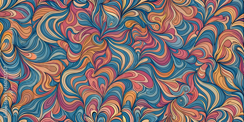 Abstract Swirls Pattern . Colorful Line Art Background