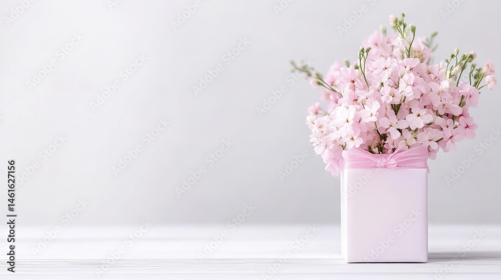 custom made wallpaper toronto digitalDelicate pink flowers in a small white gift box