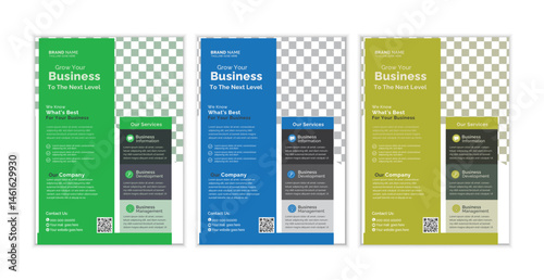 a bundle of 3 templates business flyer design, in blue color, and modern design,marketing,medical proposal, promotion, advertise, publication and editable vector template design.