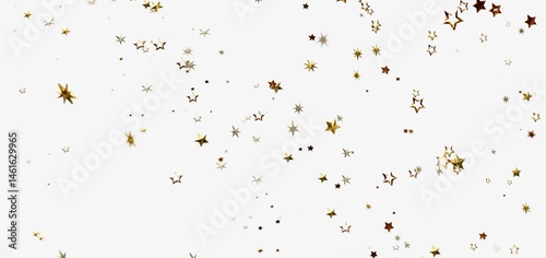 Obraz na płótnie Sparkling gold stars falling on white background. Perfect for holidays, celebrations, and wishes. w salonie