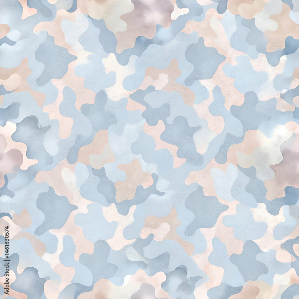 Abstract Watercolor Blue Camouflage Seamless Pattern Abstract Watercolor Blue Camouflage Seamless Pattern