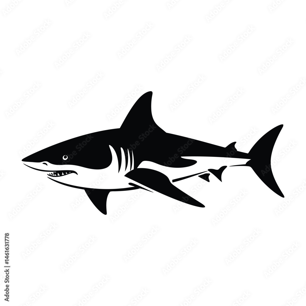 Obraz premium Great white shark logo concept black silhouette