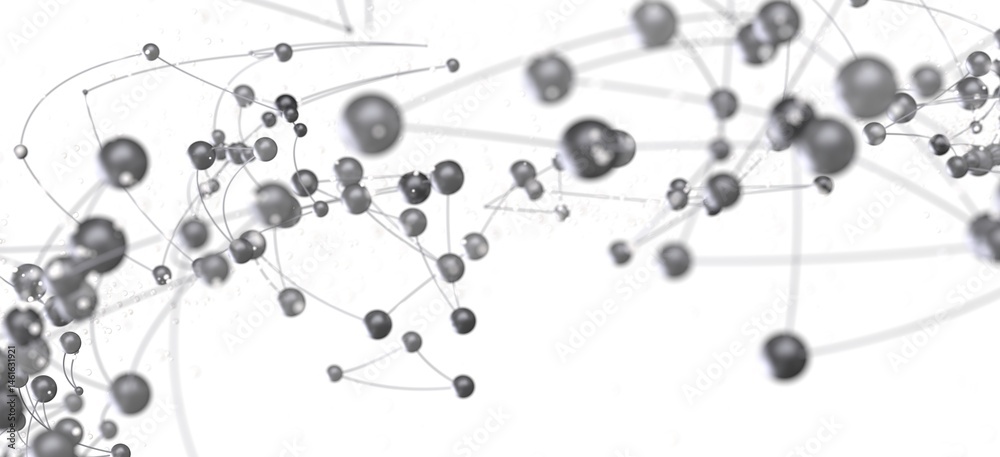 Stock photo of abstract network connection with gray spheres and thin lines. Ideal for technology, communication, and connection concepts.