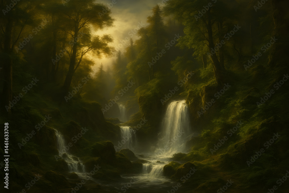 custom made wallpaper toronto digitalMajestic Forest Waterfall