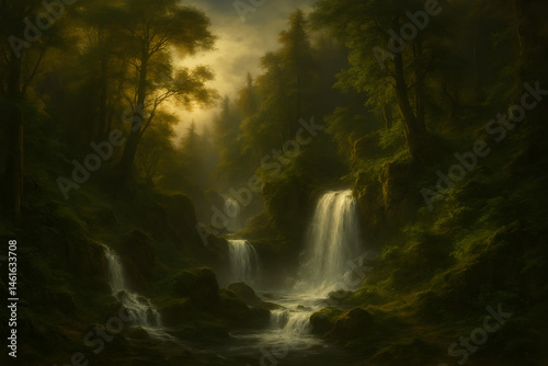 Wallpaper Mural Majestic Forest Waterfall Torontodigital.ca