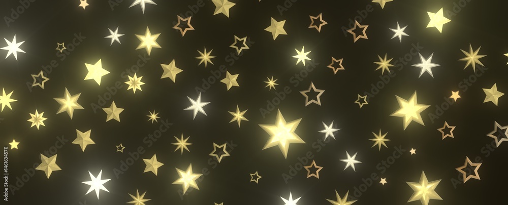 XMAS Stars - Holiday golden decoration, glitter frame isolated -