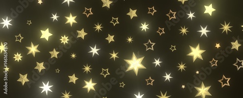 Obraz na płótnie XMAS Stars - Holiday golden decoration, glitter frame isolated - w salonie