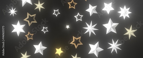 Obraz na płótnie Galactic Christmas Descent: Enthralling 3D Illustration of Falling Holiday Stars from the Cosmos w salonie