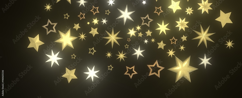 Starlit Christmas Shower: Mesmeric 3D Illustration Depicting Descending Holiday Star Particles