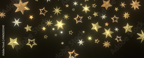 Obraz na płótnie Cosmic Christmas Showers: Dynamic 3D Illustration of Descending Celestial Showers for the Holidays w salonie