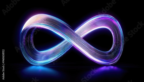 Infinity symbol, glowing neon, vibrant colors, abstract design