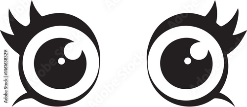 Black and White Cartoon Eyes with Lashes Graphic

