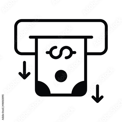 Ready to use glyph style icon of cash withdrawal