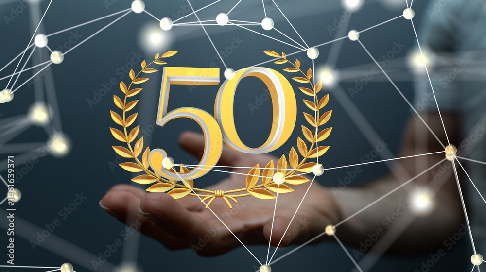 Template 3d 50 Years Anniversary Illustration.