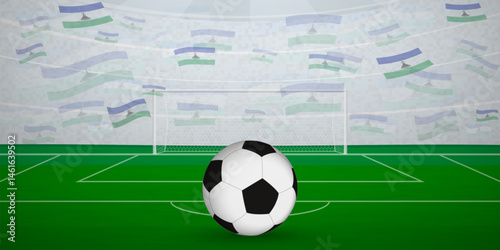 Mosotho Football Arena Full of Fans with National Flags, Sports Event Illustration.