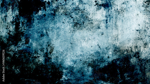 A close up of a grainy blue concrete studio wall. Blue textured plaster background with vignette effect for design projects Grungy abstract backdrop