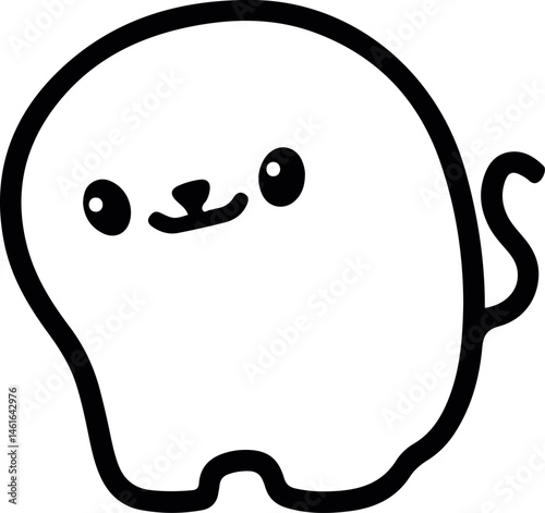 Cute Simple Ghost with Tail Vector Design

