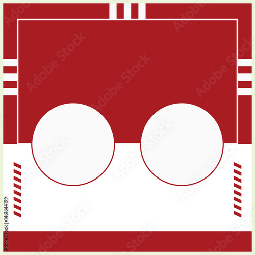 Banner design with retro photo camera on a red background template. Illustration of simple red banner for your design. Design element of banner template