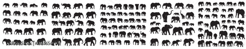 set of elephant silhouette icons
