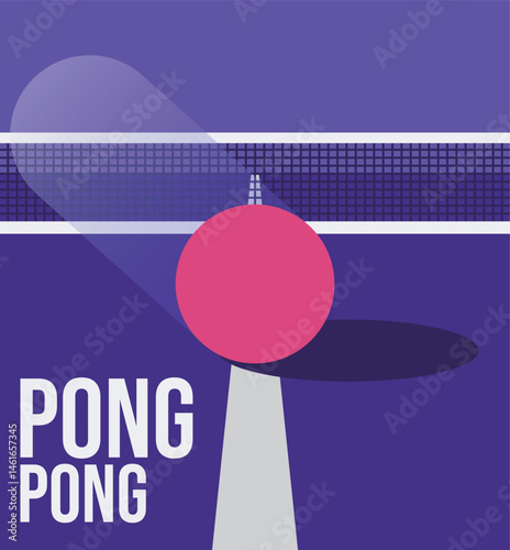Ping pong Poster Template. Table and ball for ping-pong. Sport indoor. Vector illustration EPS10
