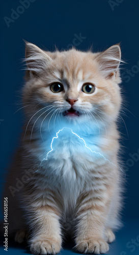 Cute kitten with lightning