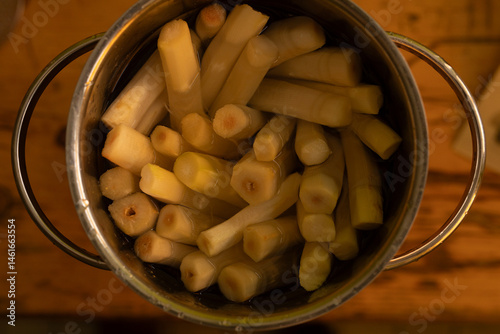 Close-up of blanched aspara...