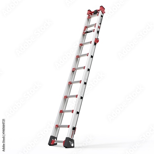 Aluminum Extension Ladder Isolated.