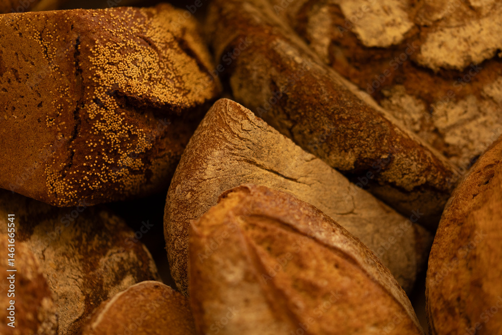 Close-up of freshly baked artisan bread. Perfect for bakery websites and food blogs.