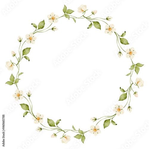 Wallpaper Mural watercolor strawberry wreath with white flowers Torontodigital.ca