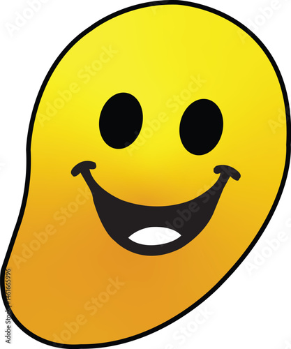 Cute Smiling Mango Vector – Funny Fruit Character Illustration.