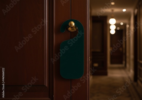An inviting hotel room corridor with a do not disturb sign for guests