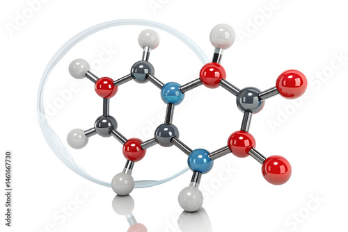3D model of a molecule rendered in a clean scientific style, isolated on a white or transparent background. The structure features connected spheres representing atoms and cylindrical bonds, ideal for