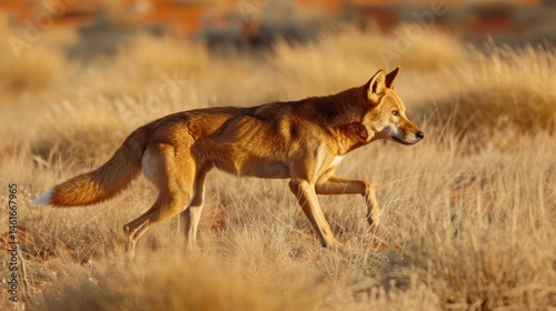 A dingo hunting in the outback.