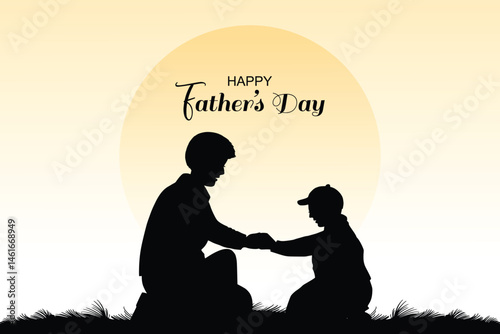 Happy fathers day with dad and child are closely entwined design