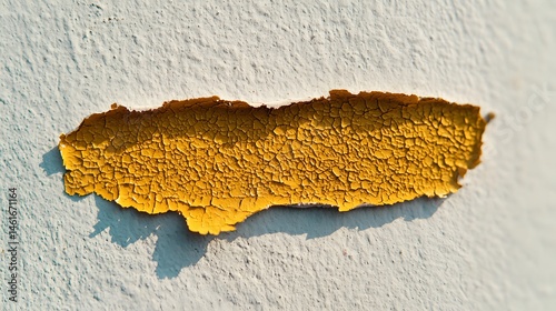 Close Up of Peeling Yellow Paint on White Weathered Surface
