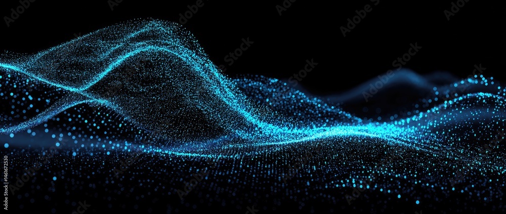 Fototapeta premium Abstract digital waves of light particles