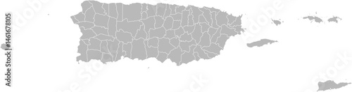 Puerto Rico & US Virgin Islands – vector map with county boundaries (Web Mercator projection, PPT-compatible & fully editable)