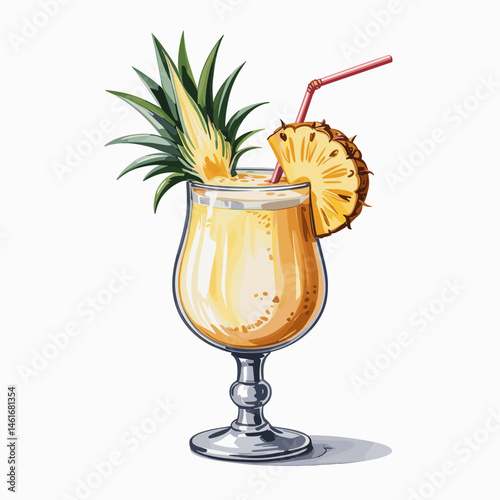 Pina Colada Cocktail with Pineapple Garnish