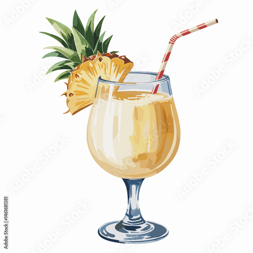 Pina Colada Cocktail with Pineapple Garnish