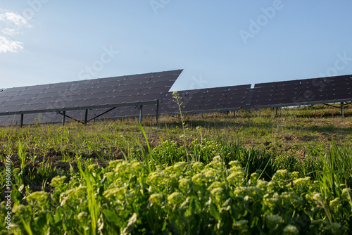 Solar panels on a field - generation power photovotaic industry