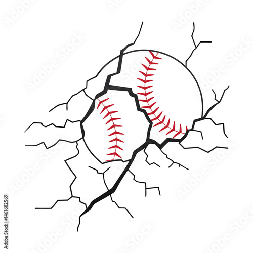 Baseball Breaking through a wall Clipart vector