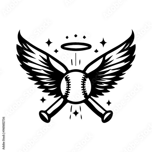 baseball with fire wings, vector