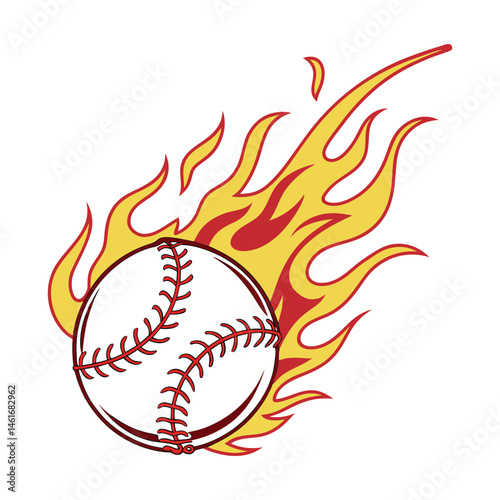 Baseball on fire Vector illustration