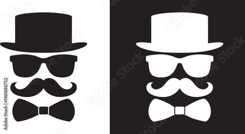 Secret agent icon in a hat and glasses mustache and tie. Vector illustration