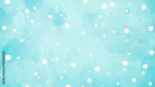 Delicate light blue watercolor background is dotted with diffused white spots, creating a dreamy, abstract texture.