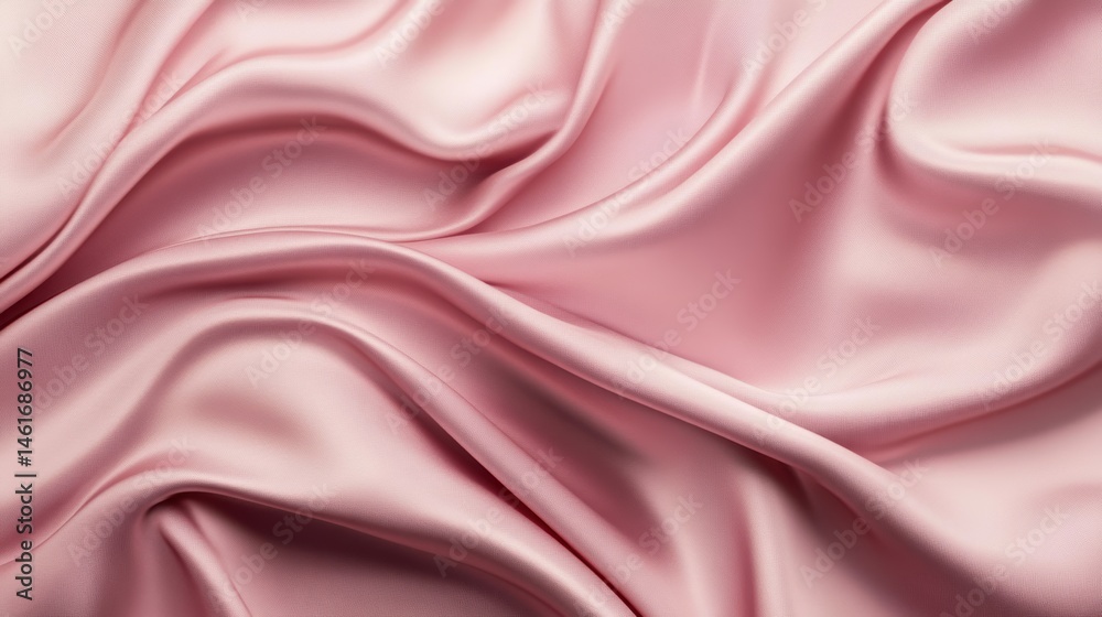 Fototapeta premium Soft and Smooth Pink Satin Fabric Draped in Beautiful Waves Creating an Elegant and Luxurious Background for Various Design Projects