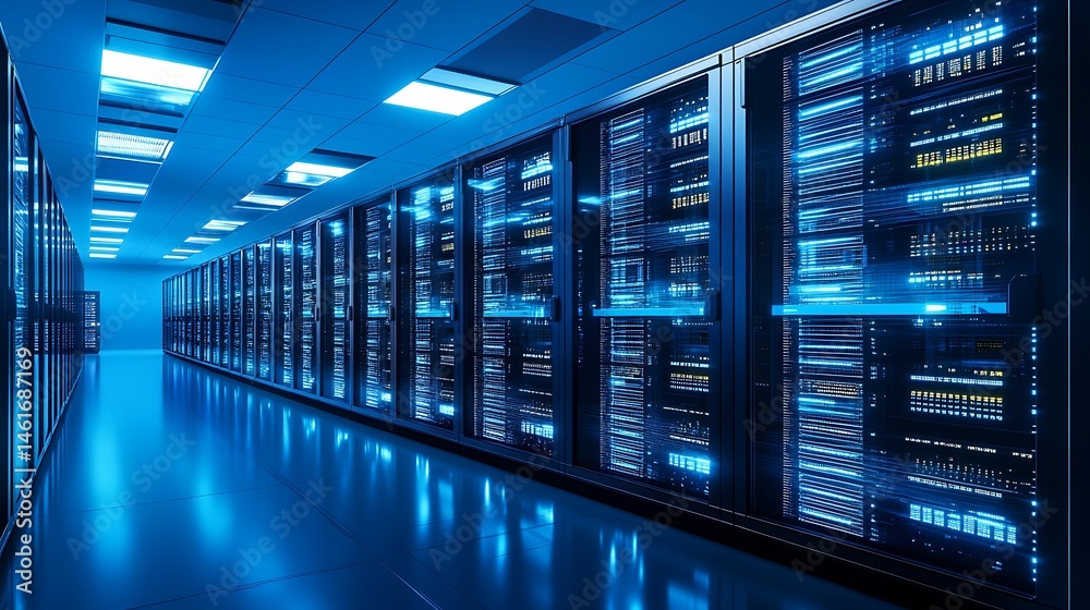 Fototapeta premium Server room, futuristic technology