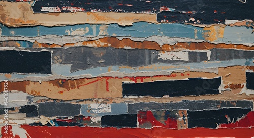 Abstract Texture Made of Layered and Torn Paper Artfully Arranged
